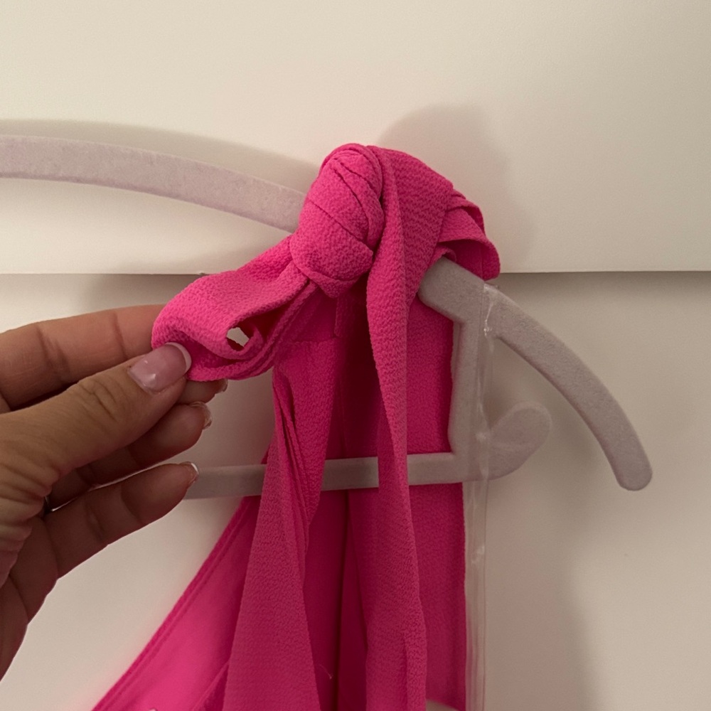 Pink Lily Vibrant Pink One-Shoulder Dress - Picture 4 of 9